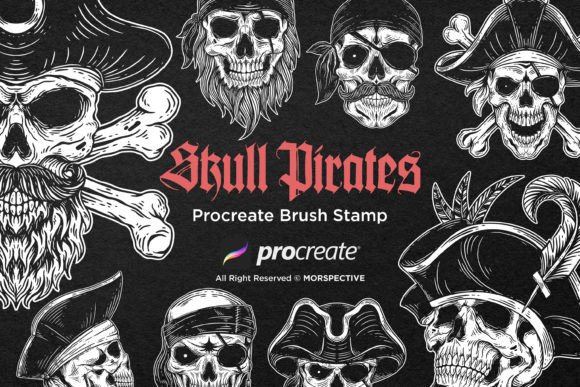 15 Dark Skull Pirates Procreate Brushes for Edgy Designs
