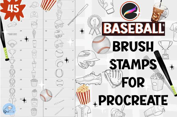 45 Baseball Brush Stamp for Procreate: Your Go-To Toolkit for Authentic Line Art