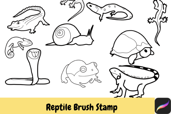 Bring Nature to Life with Reptile Hand Drawn Brush Stamps