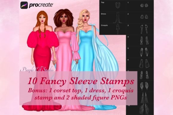 Elevate Your Fashion Illustrations with Fancy Sleeves Procreate Stamps