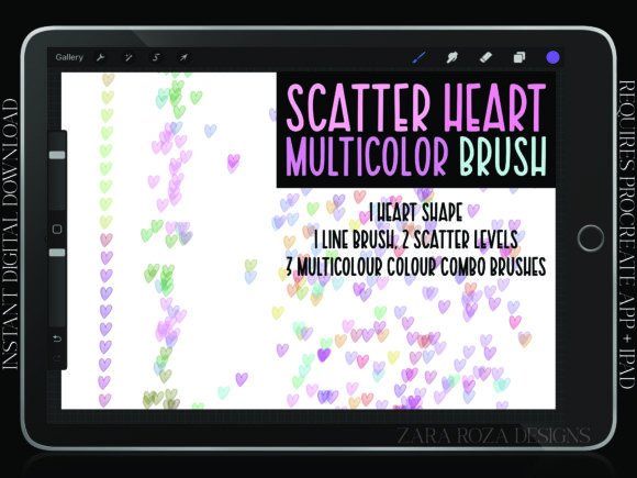 Heart Multicolor Line & Scatter Brushes: A Procreate Set for Every Aesthetic