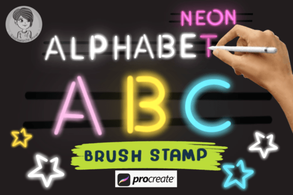 Light Up Your Canvas: Procreate Neon Alphabet Brush Stamps