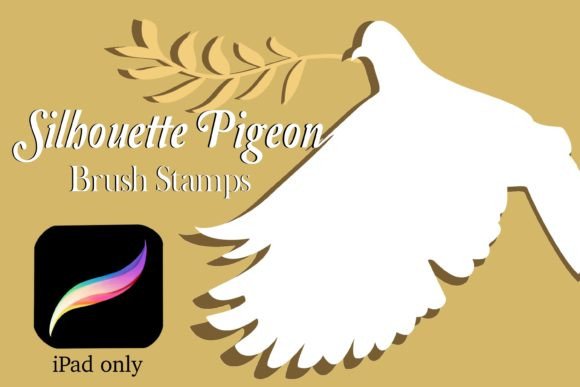 Pigeon Silhouette Style Procreate Brush Set for Artists