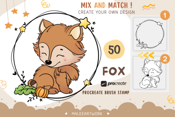 Playful Fox Stamp Brush Set for Procreate: A Creative Asset