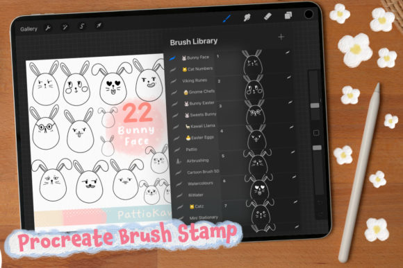 Procreate Brush Stamp Funny Bunny Face: Quick Easter Art