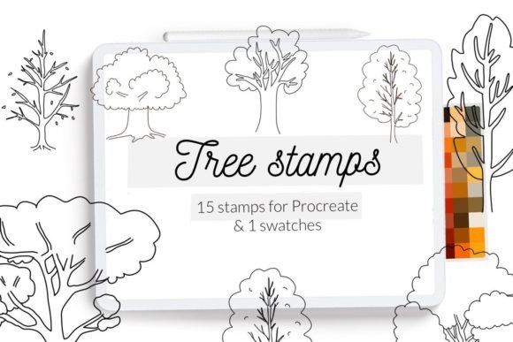 Tree Stamp Brushes for Procreate: Instant Nature Elements