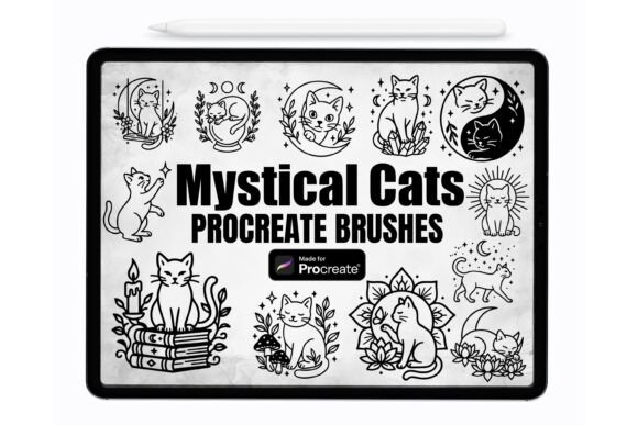Unleash Whimsy: Mystical Cats Procreate Brushes for Modern Design