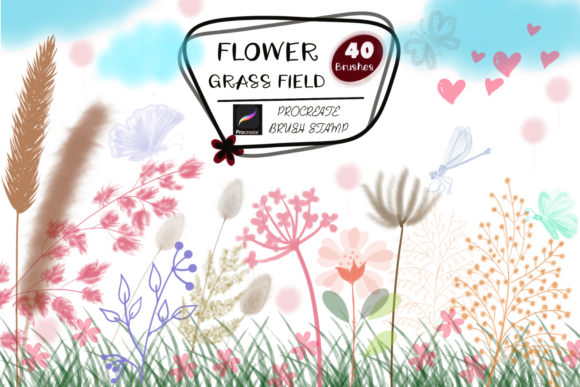 Unlock Creative Freedom with the FLOWER GRASS FIELD Procreate Brush Stamp