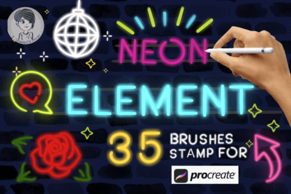 Unlock Vibrant Creativity with Neon Element Brush Stamps for Procreate